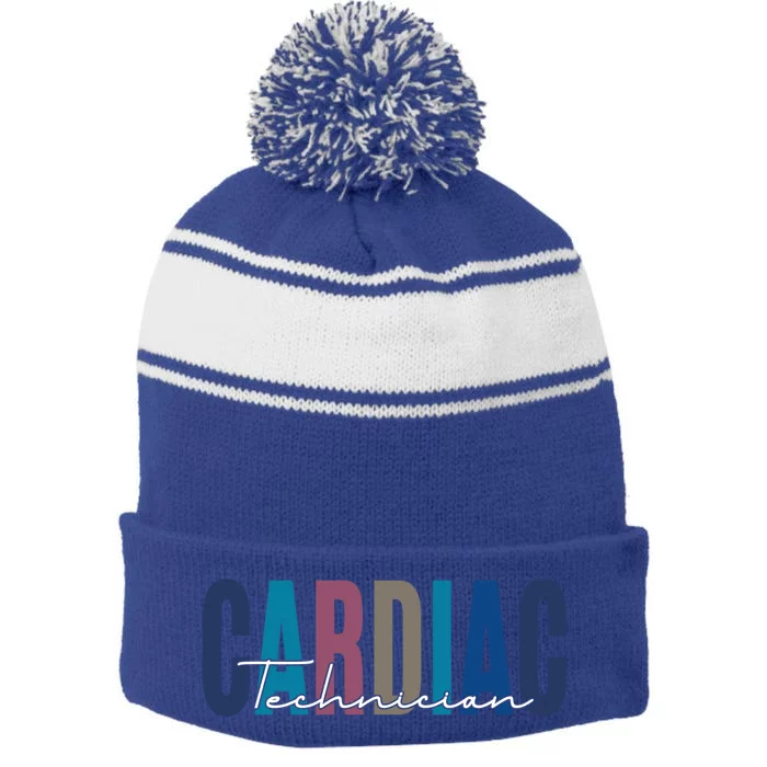 Funny Cardiac Technician Gift Stripe Pom Pom Beanie