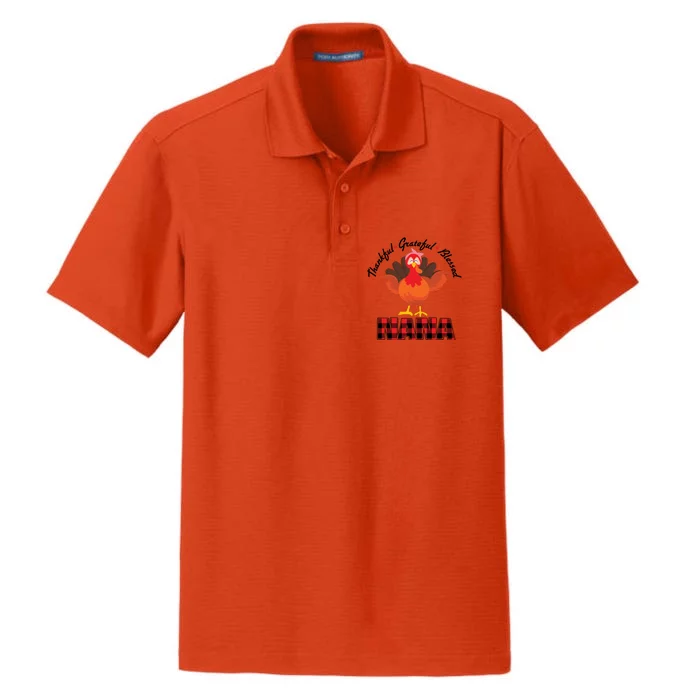 Funny Cute Thankful Grateful Blessed Nana Turkey Thanksgiving Dry Zone Grid Performance Polo