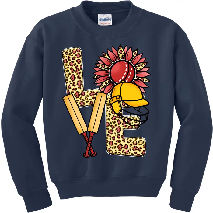 Funny Cricket T Shirts Plus Size, Love Cricket Leopard Sunflower Sports Ball Kids Sweatshirt