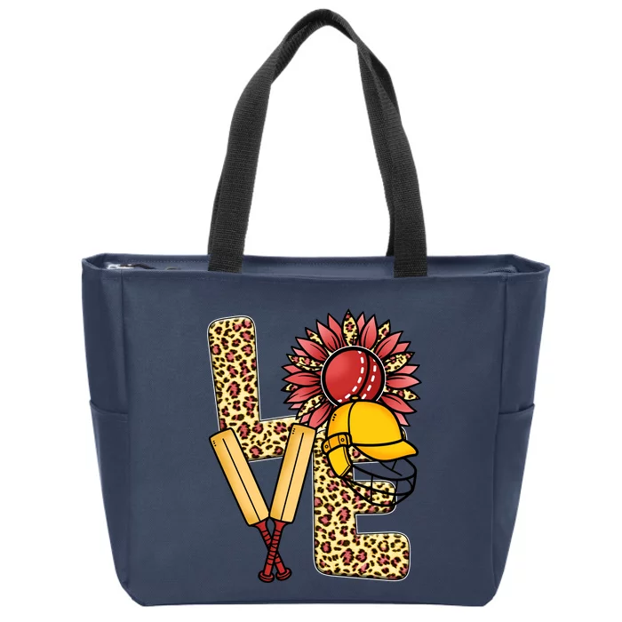 Funny Cricket T Shirts Plus Size, Love Cricket Leopard Sunflower Sports Ball Zip Tote Bag