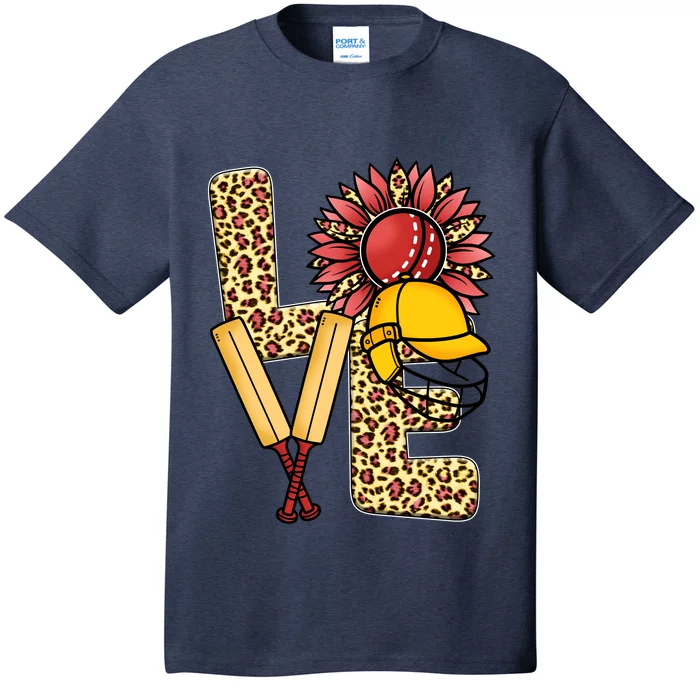 Funny Cricket T Shirts Plus Size, Love Cricket Leopard Sunflower Sports Ball T-Shirt