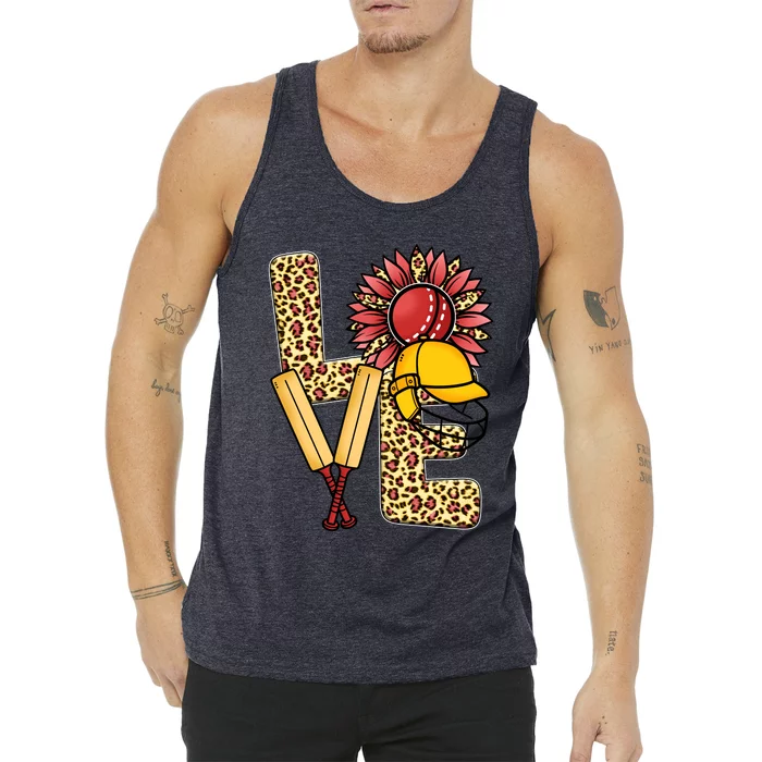 Funny Cricket T Shirts Plus Size, Love Cricket Leopard Sunflower Sports Ball Tank Top