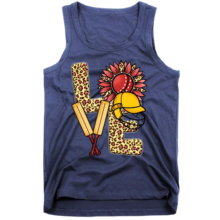 Funny Cricket T Shirts Plus Size, Love Cricket Leopard Sunflower Sports Ball Tank Top