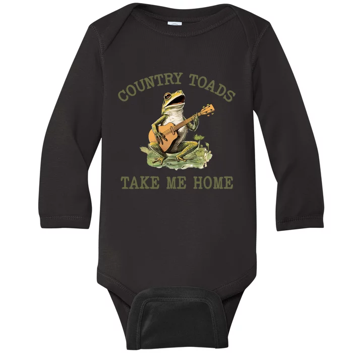 Funny Country Toads Take Me Home Vintage Graphic Baby Long Sleeve Bodysuit