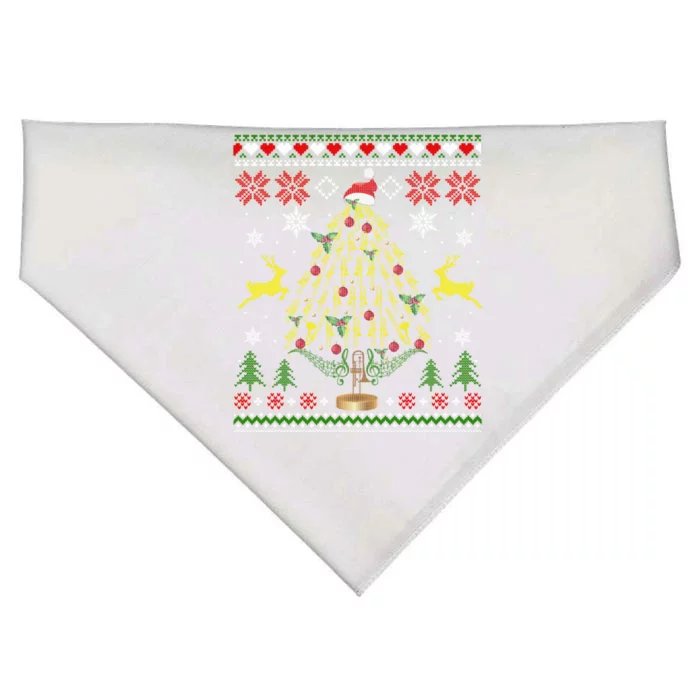 Funny Christmas Trombone Player Gifts Xmas Tree Ugly USA-Made Doggie Bandana