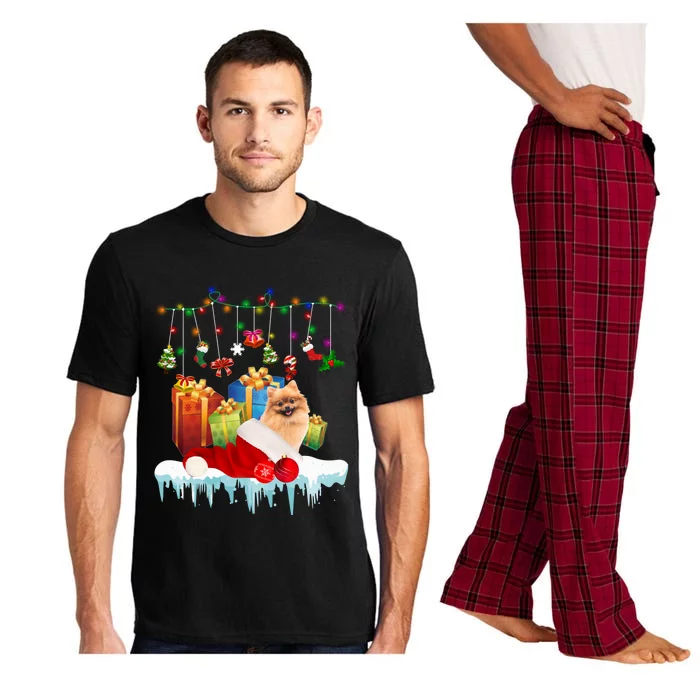 Funny Christmas Tree Pomeranian Lights And Funny Gift Dog Love Meaningful Gift Pajama Set