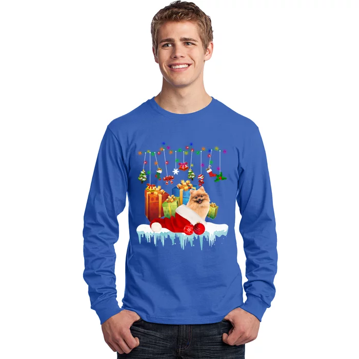 Funny Christmas Tree Pomeranian Lights And Funny Gift Dog Love Meaningful Gift Long Sleeve Shirt