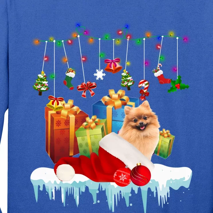 Funny Christmas Tree Pomeranian Lights And Funny Gift Dog Love Meaningful Gift Long Sleeve Shirt