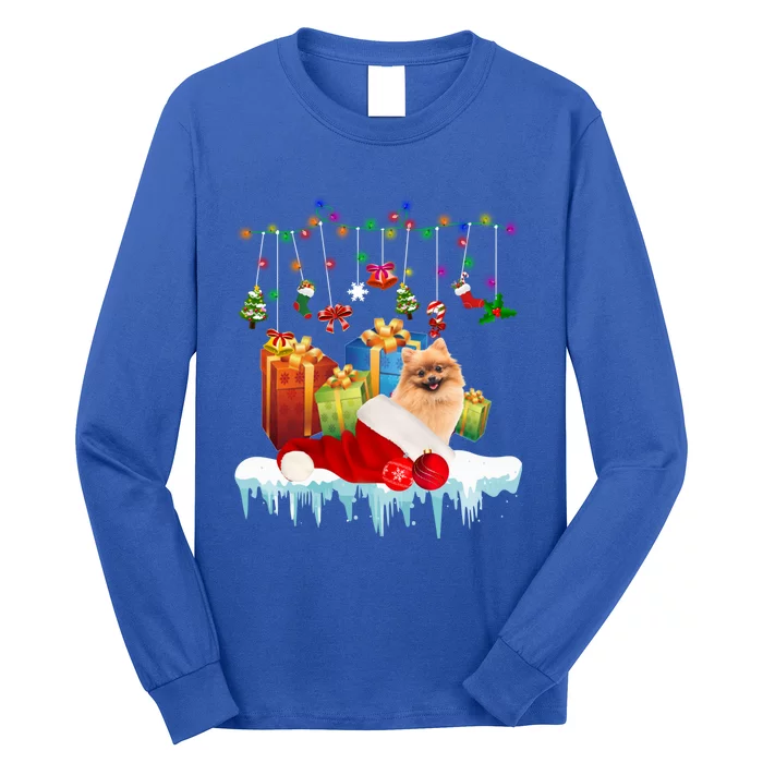 Funny Christmas Tree Pomeranian Lights And Funny Gift Dog Love Meaningful Gift Long Sleeve Shirt