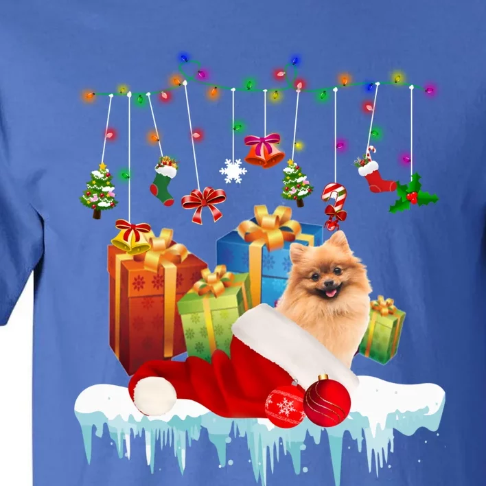 Funny Christmas Tree Pomeranian Lights And Funny Gift Dog Love Meaningful Gift Tall T-Shirt