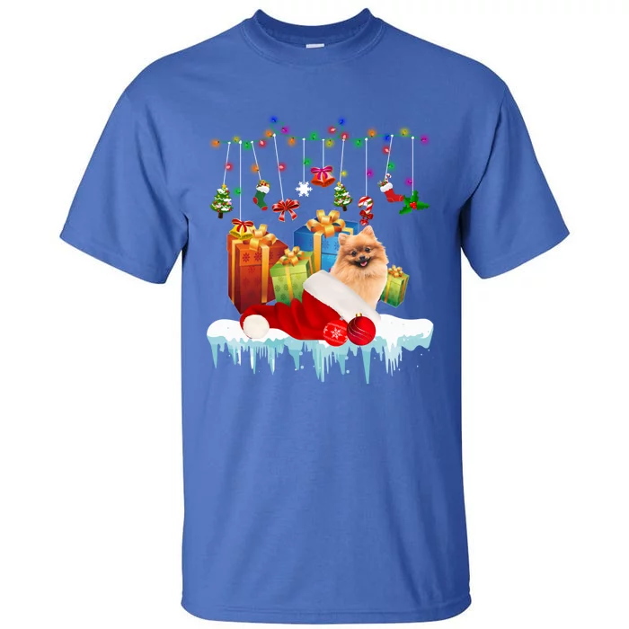 Funny Christmas Tree Pomeranian Lights And Funny Gift Dog Love Meaningful Gift Tall T-Shirt