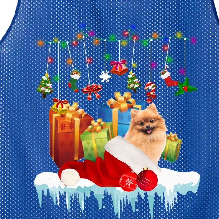 Funny Christmas Tree Pomeranian Lights And Funny Gift Dog Love Meaningful Gift Mesh Reversible Basketball Jersey Tank