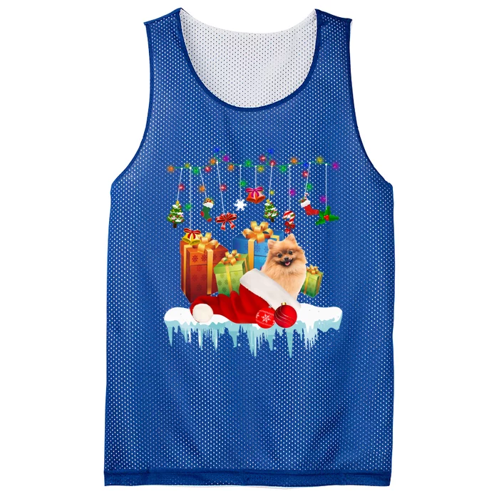 Funny Christmas Tree Pomeranian Lights And Funny Gift Dog Love Meaningful Gift Mesh Reversible Basketball Jersey Tank