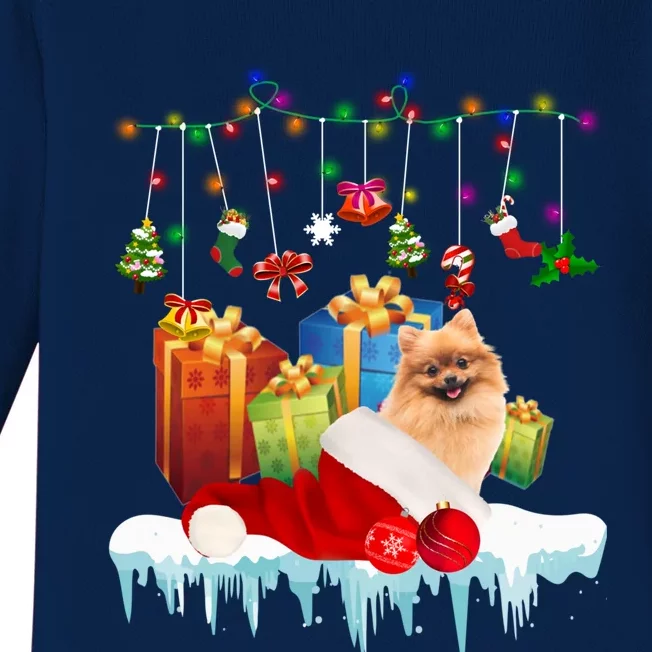 Funny Christmas Tree Pomeranian Lights And Funny Gift Dog Love Meaningful Gift Baby Long Sleeve Bodysuit