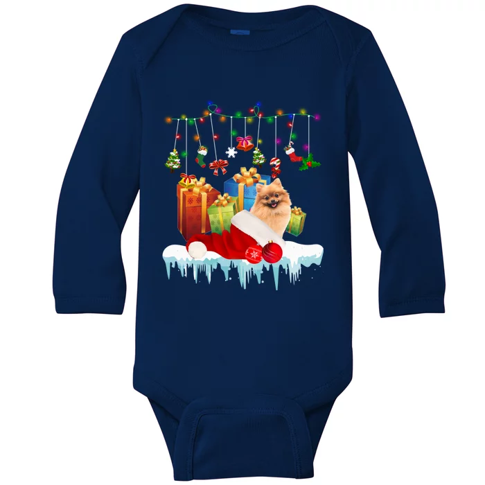 Funny Christmas Tree Pomeranian Lights And Funny Gift Dog Love Meaningful Gift Baby Long Sleeve Bodysuit