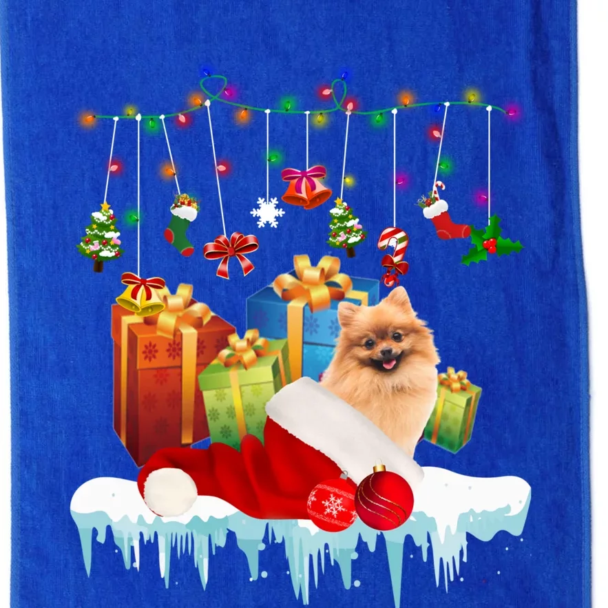 Funny Christmas Tree Pomeranian Lights And Funny Gift Dog Love Meaningful Gift Platinum Collection Golf Towel