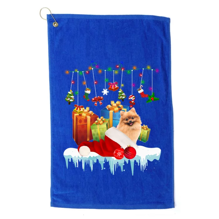 Funny Christmas Tree Pomeranian Lights And Funny Gift Dog Love Meaningful Gift Platinum Collection Golf Towel