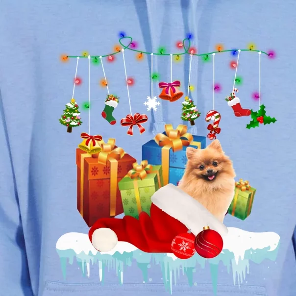 Funny Christmas Tree Pomeranian Lights And Funny Gift Dog Love Meaningful Gift Unisex Surf Hoodie