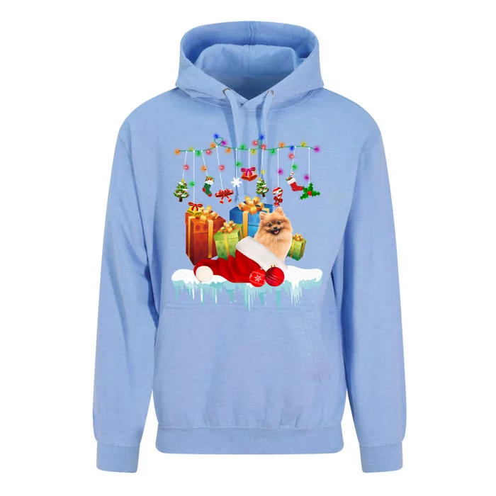 Funny Christmas Tree Pomeranian Lights And Funny Gift Dog Love Meaningful Gift Unisex Surf Hoodie