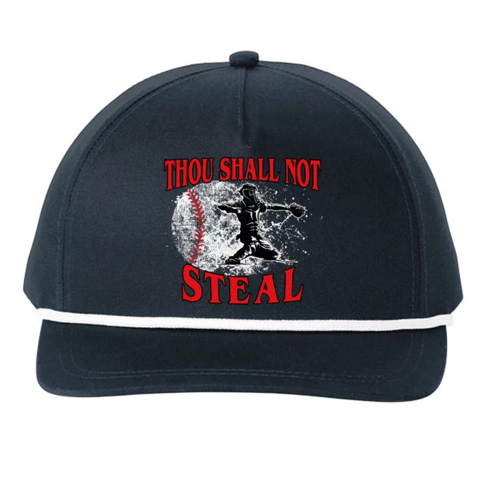 Funny Catchers Thou Shall Not Steal Baseball Snapback Five-Panel Rope Hat