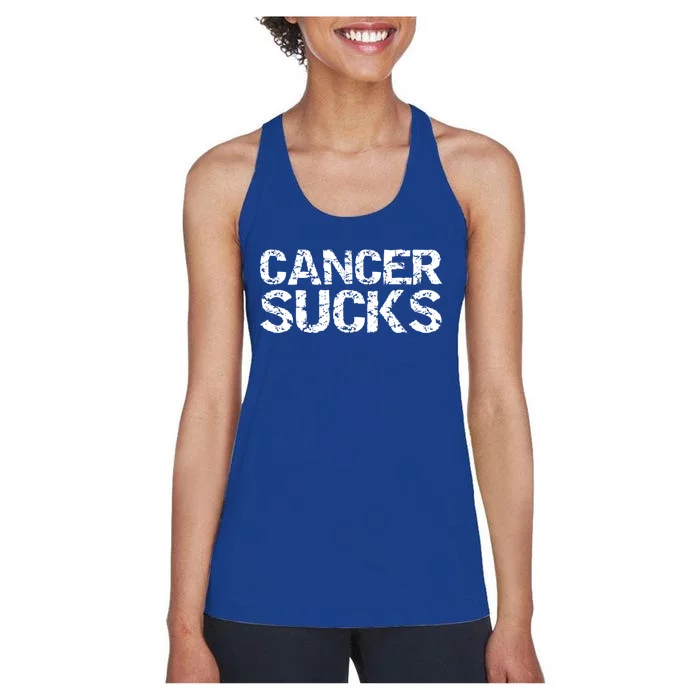 Funny Cancer Treatt Patient Gift Encouraging Cancer Sucks Cute Gift Women's Racerback Tank