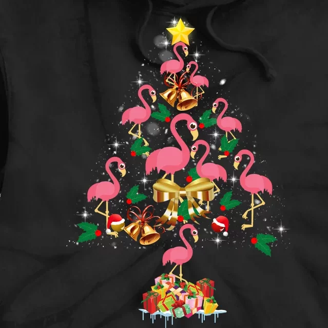 Flamingo Christmas Tree Tie Dye Hoodie