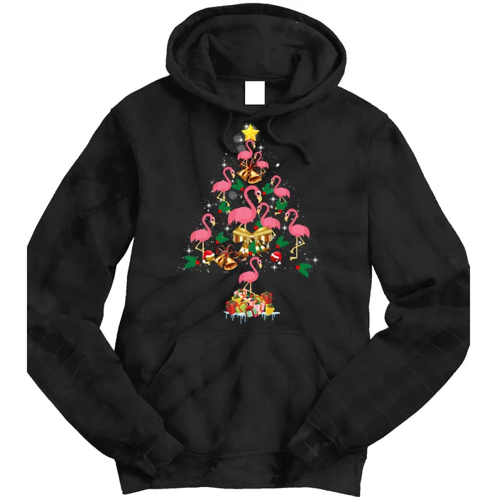 Flamingo Christmas Tree Tie Dye Hoodie