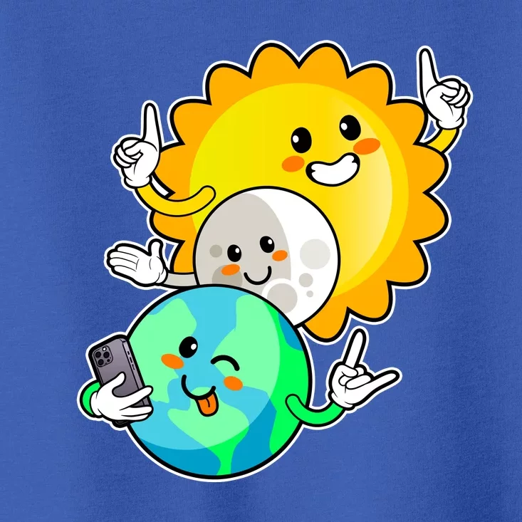 Funny Cute Total Solar Eclipse Earth Moon Sun Selfie Toddler T-Shirt