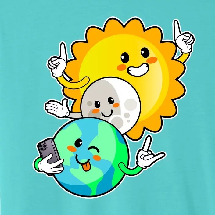 Funny Cute Total Solar Eclipse Earth Moon Sun Selfie ChromaSoft Performance T-Shirt