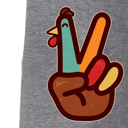 Funny Cute Thanksgiving Hand Turkey Peace Sign Doggie 3-End Fleece Hoodie