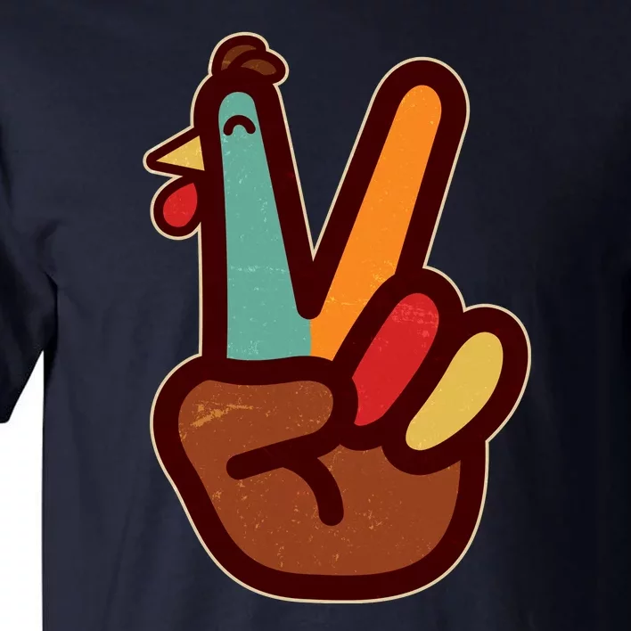 Funny Cute Thanksgiving Hand Turkey Peace Sign Tall T-Shirt