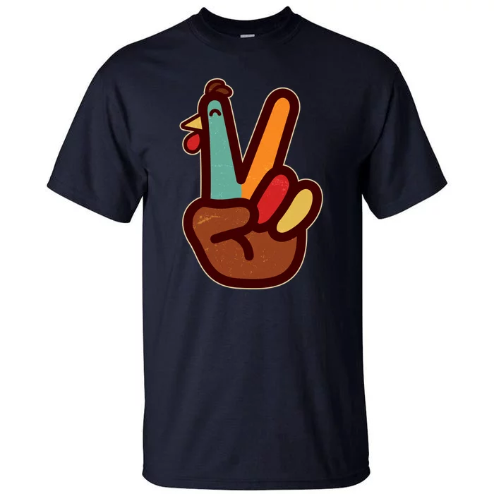 Funny Cute Thanksgiving Hand Turkey Peace Sign Tall T-Shirt