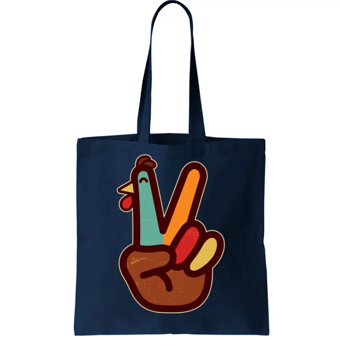 Funny Cute Thanksgiving Hand Turkey Peace Sign Tote Bag