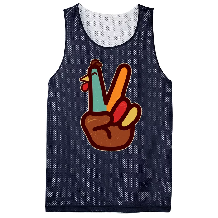 Funny Cute Thanksgiving Hand Turkey Peace Sign Mesh Reversible Basketball Jersey Tank