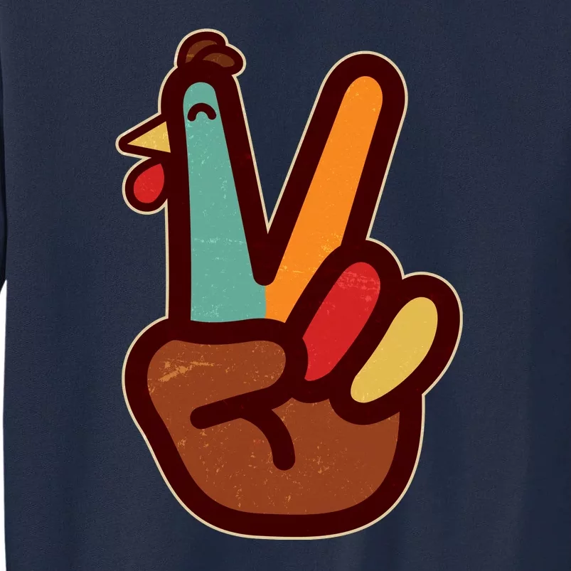 Funny Cute Thanksgiving Hand Turkey Peace Sign Tall Sweatshirt