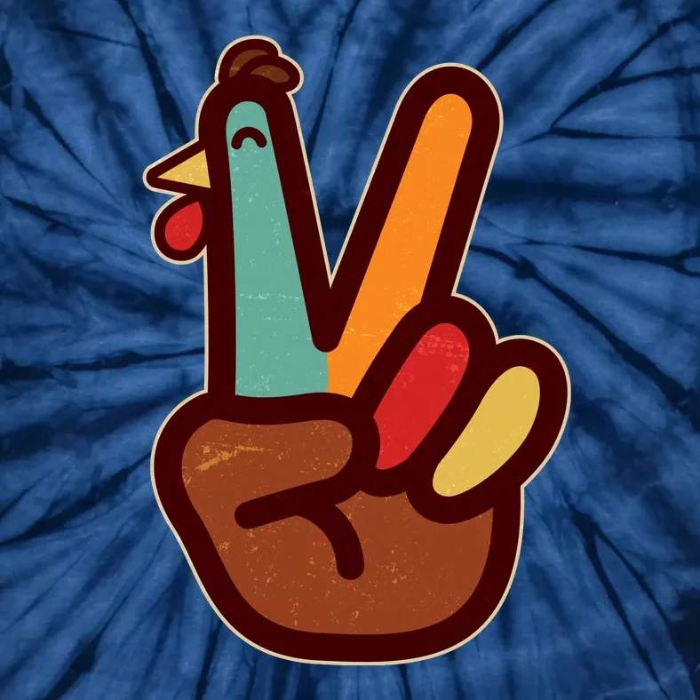 Funny Cute Thanksgiving Hand Turkey Peace Sign Tie-Dye T-Shirt