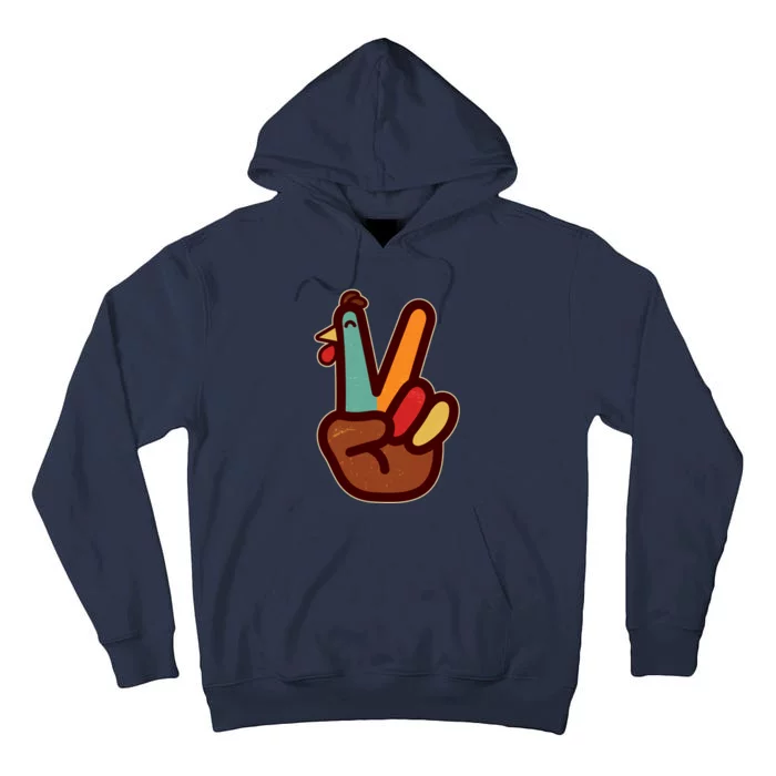 Funny Cute Thanksgiving Hand Turkey Peace Sign Tall Hoodie