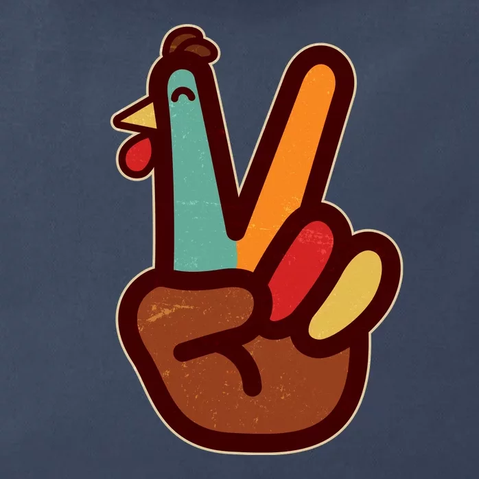 Funny Cute Thanksgiving Hand Turkey Peace Sign Zip Tote Bag