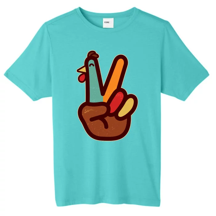 Funny Cute Thanksgiving Hand Turkey Peace Sign ChromaSoft Performance T-Shirt