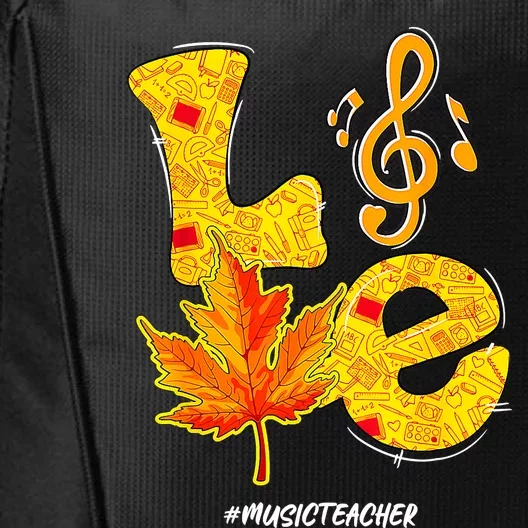 Funny Cute Thanksgiving Love Music Teacher Autumn Fall Vibes City Backpack