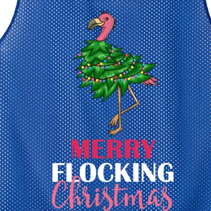 Flamingo Christmas Tree Merry Flocking Christmas Funny Pun Gift Mesh Reversible Basketball Jersey Tank