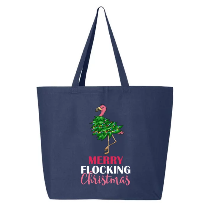 Flamingo Christmas Tree Merry Flocking Christmas Funny Pun Gift 25L Jumbo Tote