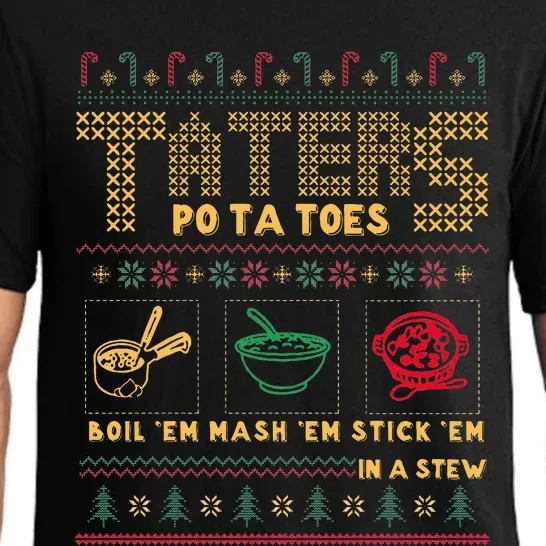 Funny Christmas Taters Potatoes Ugly Christmas Sweater Pajama Set