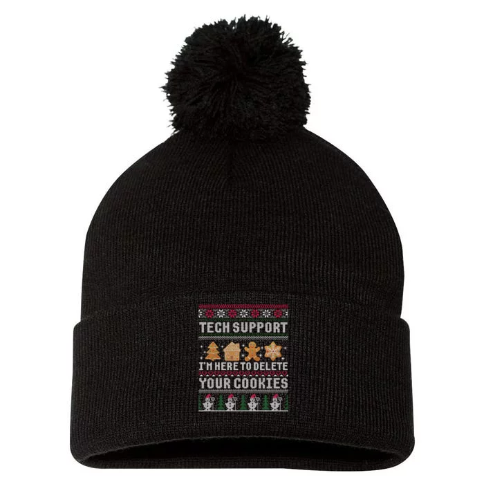 Funny Christmas Tech Support Computer Programmer Xmas Pom Pom 12in Knit Beanie