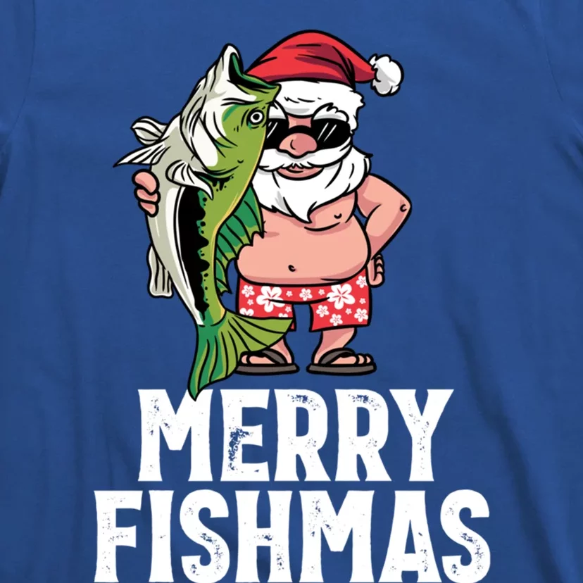 Funny Christmas Themed Bass Fishing Gift Merry Fishmas Gift T-Shirt