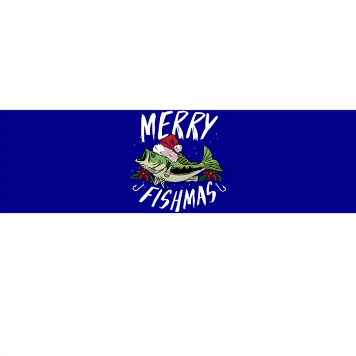 Funny Christmas Themed Bass Fishing Design Merry Fishmas Gift Bumper Sticker