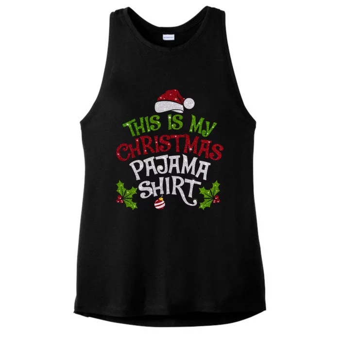 Funny Christmas This Is My Christmas Pajamas Cute Gift Ladies Tri-Blend Wicking Tank