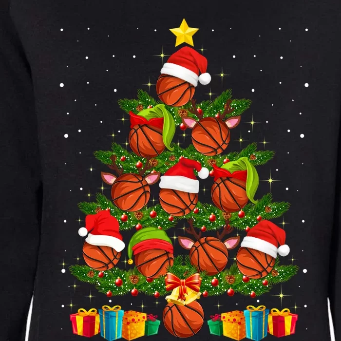 Funny Christmas Tree Basketball Xmas Light Sport Lover Gift Womens California Wash Sweatshirt