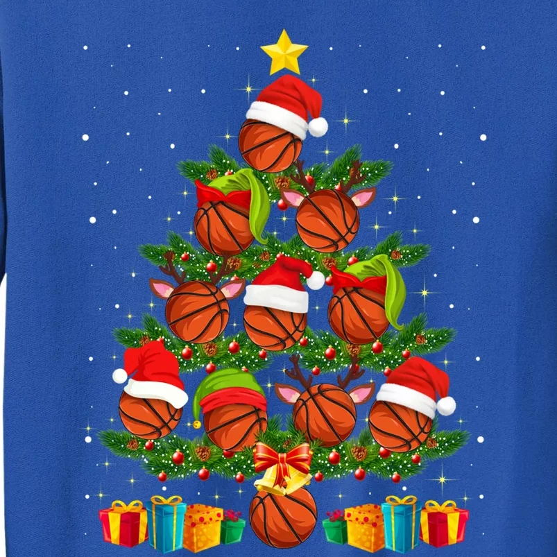 Funny Christmas Tree Basketball Xmas Light Sport Lover Gift Sweatshirt