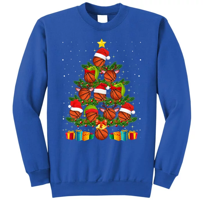 Funny Christmas Tree Basketball Xmas Light Sport Lover Gift Sweatshirt